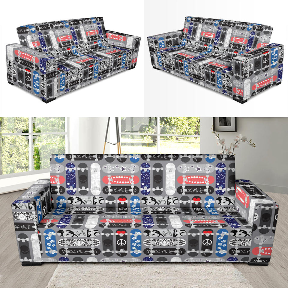 Skate Board Pattern Print Design 04  Sofa Slipcover