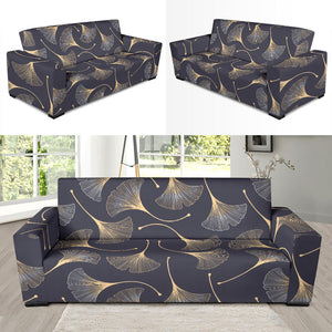 Gold Ginkgo Leaves Sofa Slipcover
