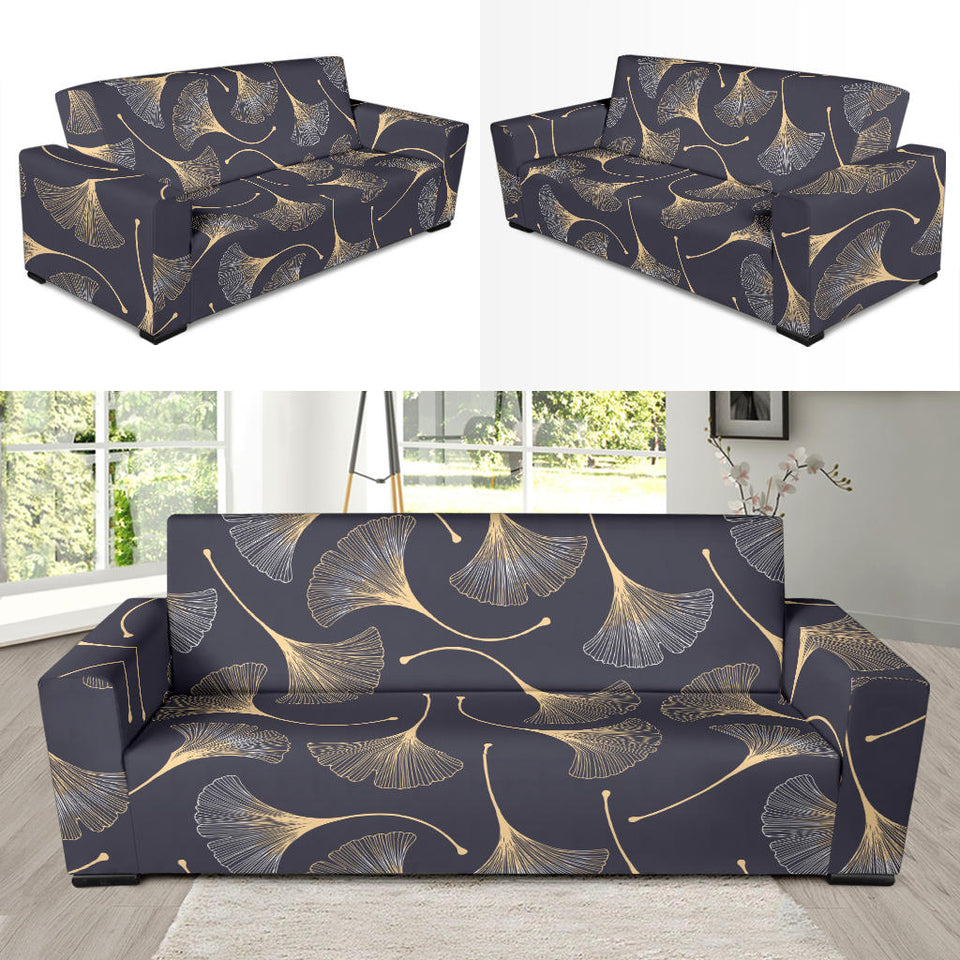 Gold Ginkgo Leaves Sofa Slipcover