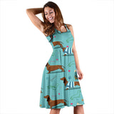 Dachshund Decorative Background Sleeveless Midi Dress