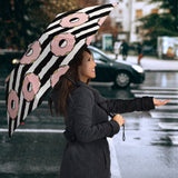 Donuts Pink Icing Striped Pattern Umbrella