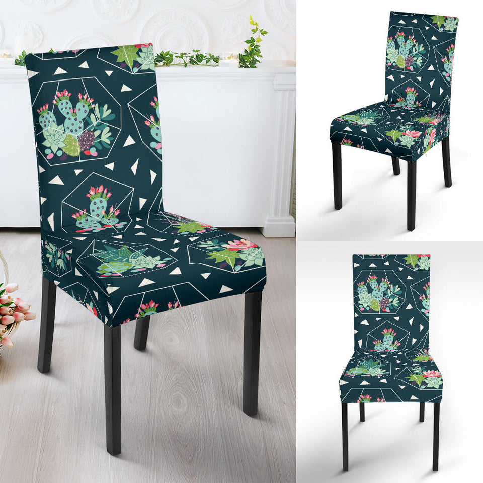 Cactus Glass Terrarium Pattern Dining Chair Slipcover