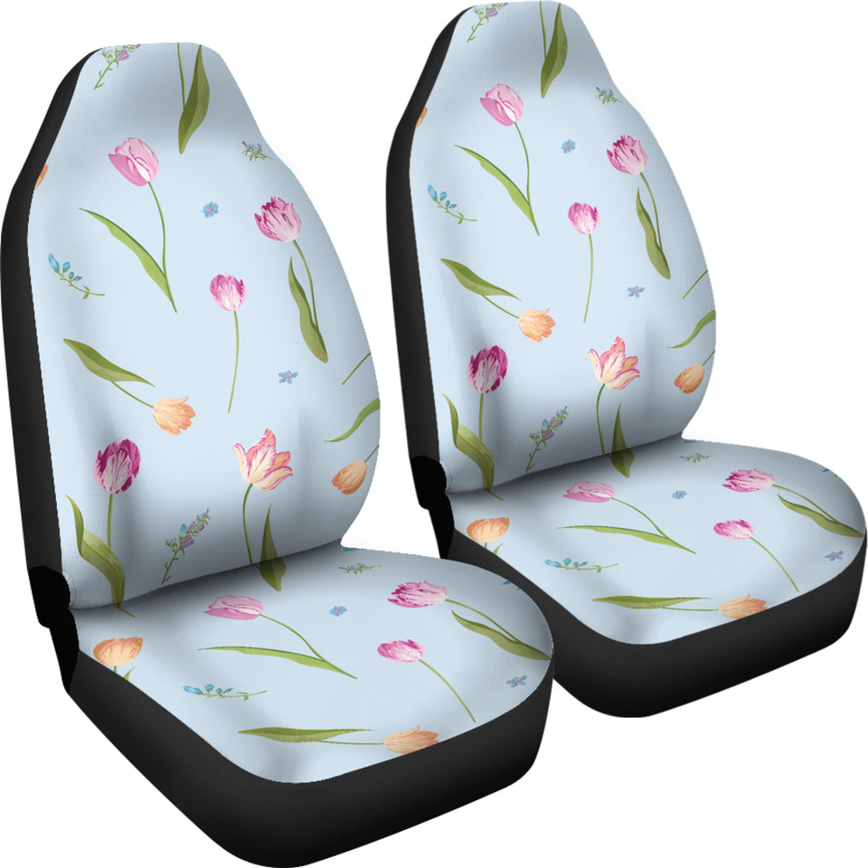 Watercolor Tulips Pattern  Universal Fit Car Seat Covers