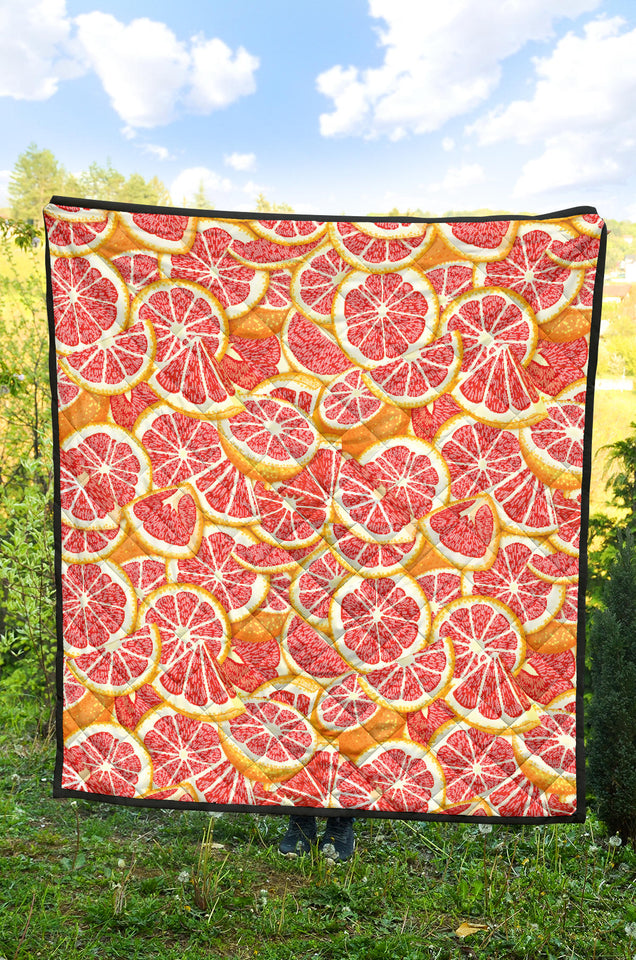 Tropical Grapefruit Pattern Premium Quilt