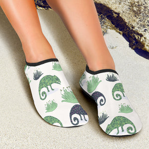 Chameleon Lizard Succulent Plant Pattern Aqua Shoes