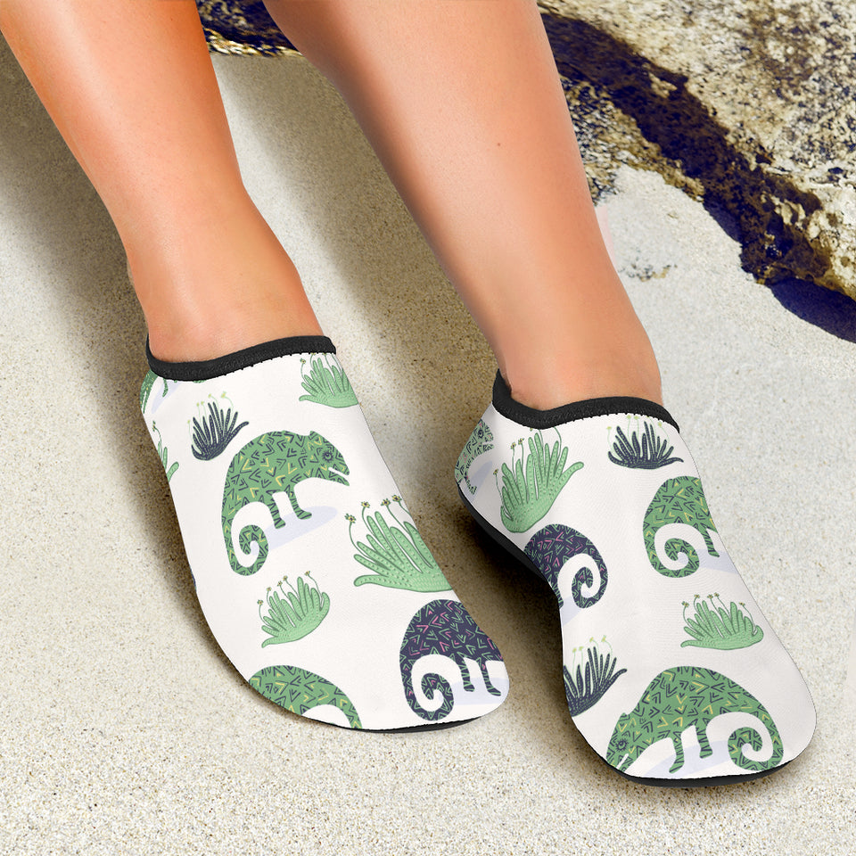 Chameleon Lizard Succulent Plant Pattern Aqua Shoes