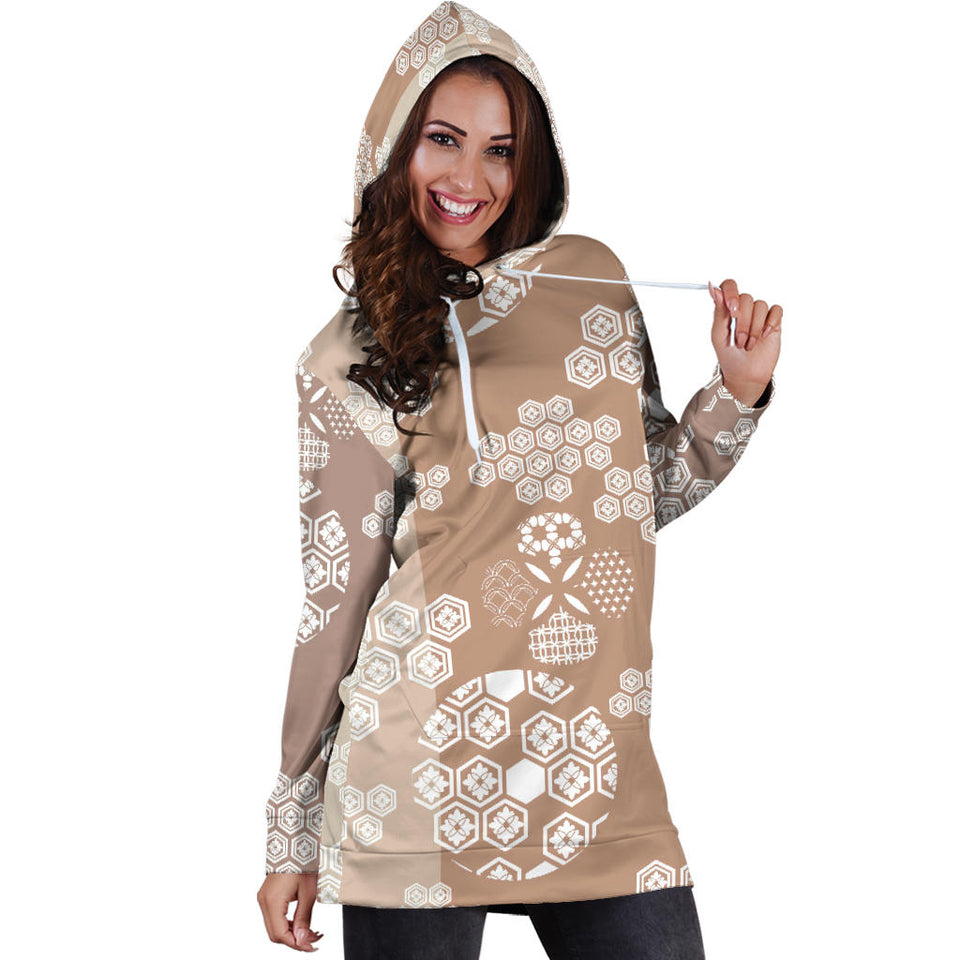 Beautiful Hexagon Japanese  Pattern Women'S Hoodie Dress