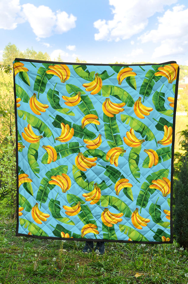 Banana Leaves Banana Design Pattern Premium Quilt