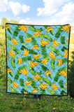 Banana Leaves Banana Design Pattern Premium Quilt