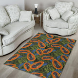 Colorful Papaya Tropical Leaves Area Rug