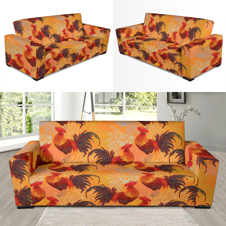 Red Rooster Chicken Cock Pattern Sofa Slipcover