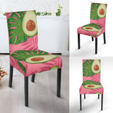 Avocado Slices Leaves Pink Back Ground Dining Chair Slipcover