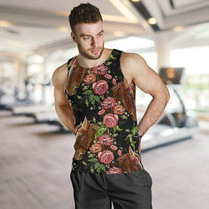Horse head wild roses pattern Men Tank Top