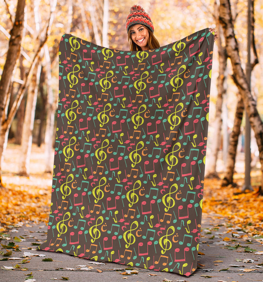 Music Notes Pattern Print Design 05 Premium Blanket
