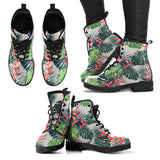 Heliconia Flowers, Palm And Monstera Leaves Leather Boots