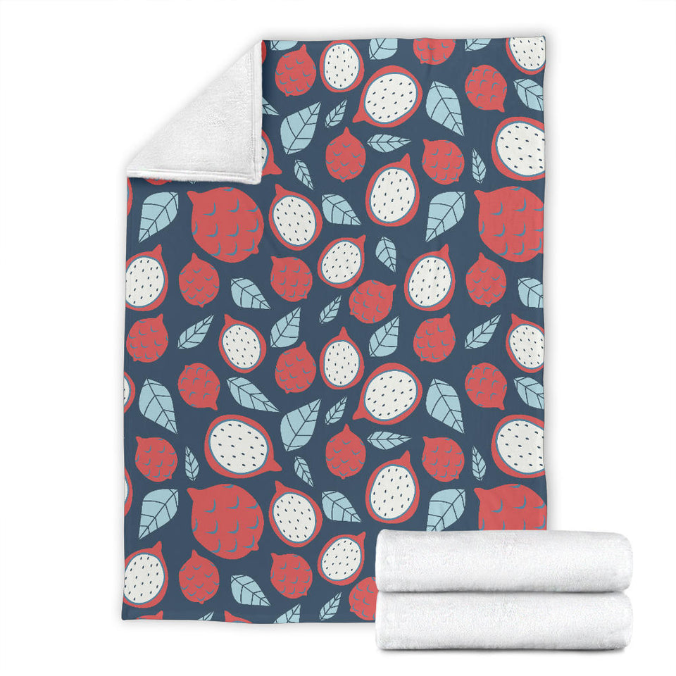 Dragon Fruits Dark Blue Background Premium Blanket
