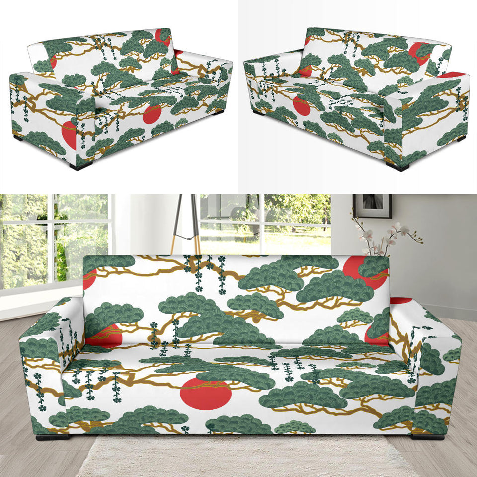 Bonsai Red Sun Japanese Pattern Sofa Slipcover