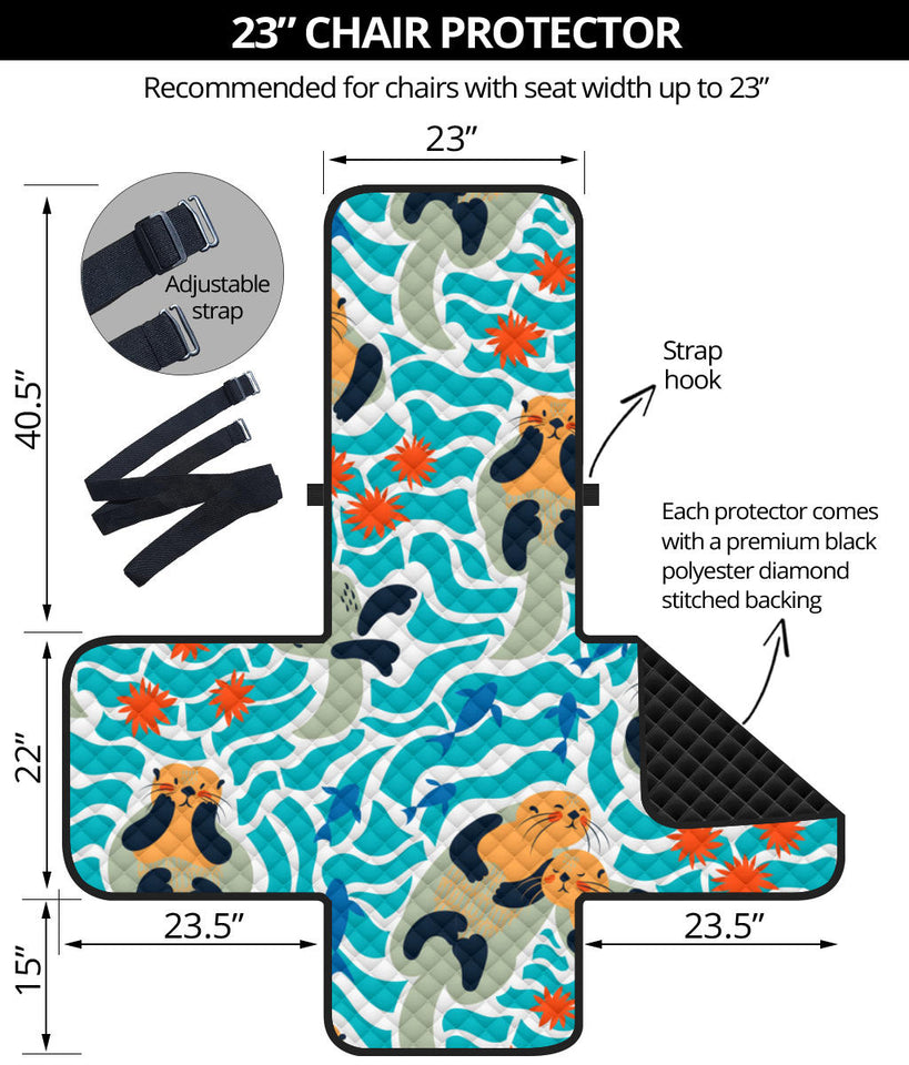 Cute sea otters fishe sea urchin pattern Chair Cover Protector