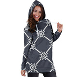 Nautical Steering Wheel Rope Pattern Women'S Hoodie Dress