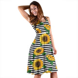Sunflowers Ribbon Background Sleeveless Midi Dress