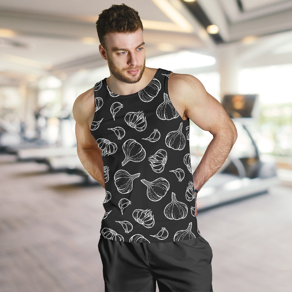 Garlic pattern black background Men Tank Top