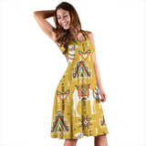 Camels Ethnic Motif Pattern Sleeveless Midi Dress