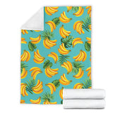 Banana Palm Leaves Pattern Background Premium Blanket