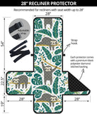 Cute sloths tropical palm leaves white background Recliner Cover Protector