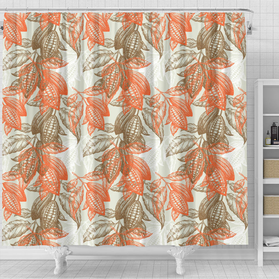 Cocoa Beans Cocoa Tree Pattern Shower Curtain Fulfilled In US