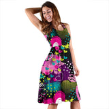 Heart Dot Wave Star Creative Design Pattern Sleeveless Midi Dress