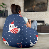 Cute Sea Lion Seal Christmas Hat Candy Cane Heart Pattern Bean Bag Cover