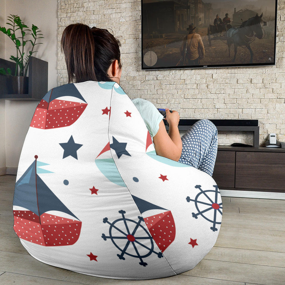 Cute Color Paper Sailboat Pattern Bean Bag Cover
