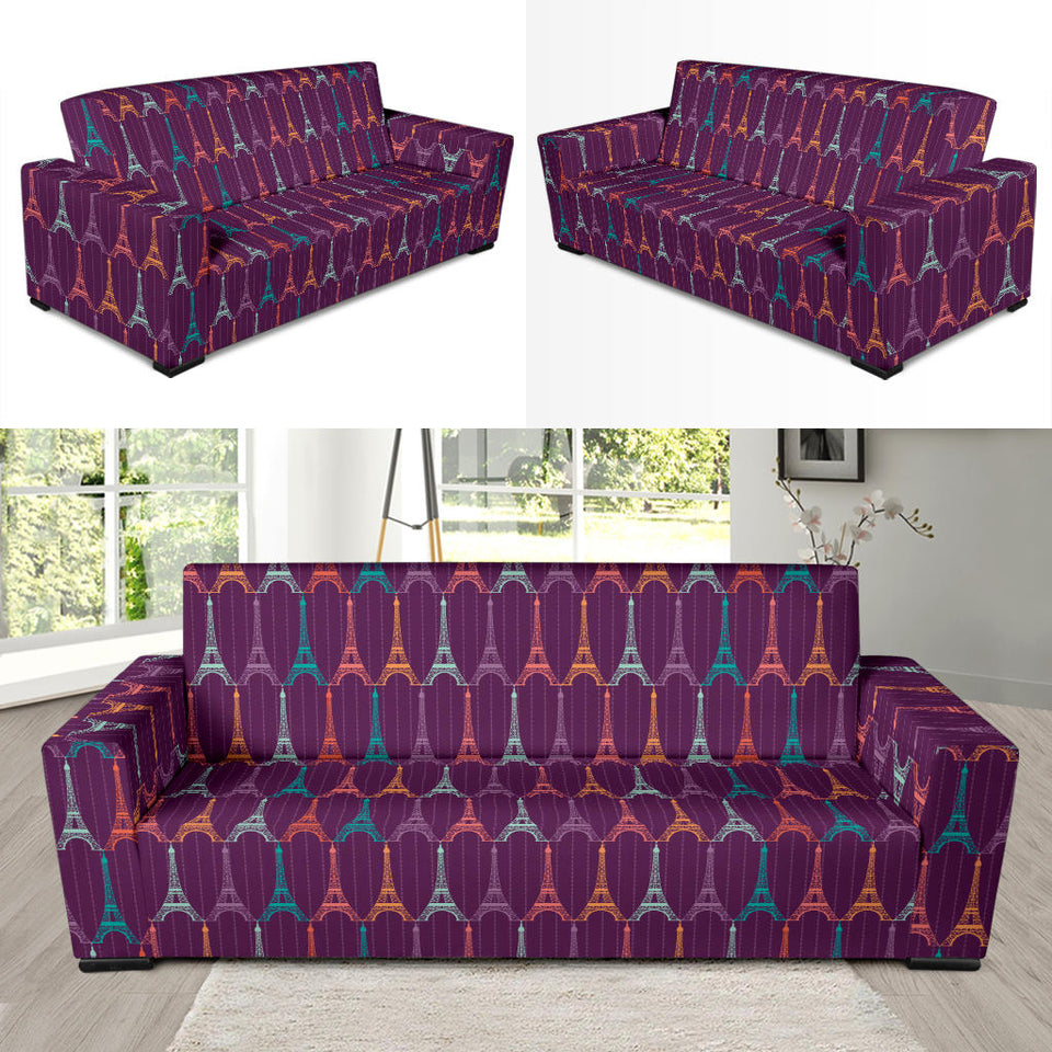 Eiffel Tower Pattern Print Design 05 Sofa Slipcover