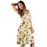 Pancake Pattern Print Design 02 Sleeveless Midi Dress