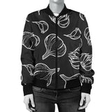 Garlic Pattern Black Background Women'S Bomber Jacket