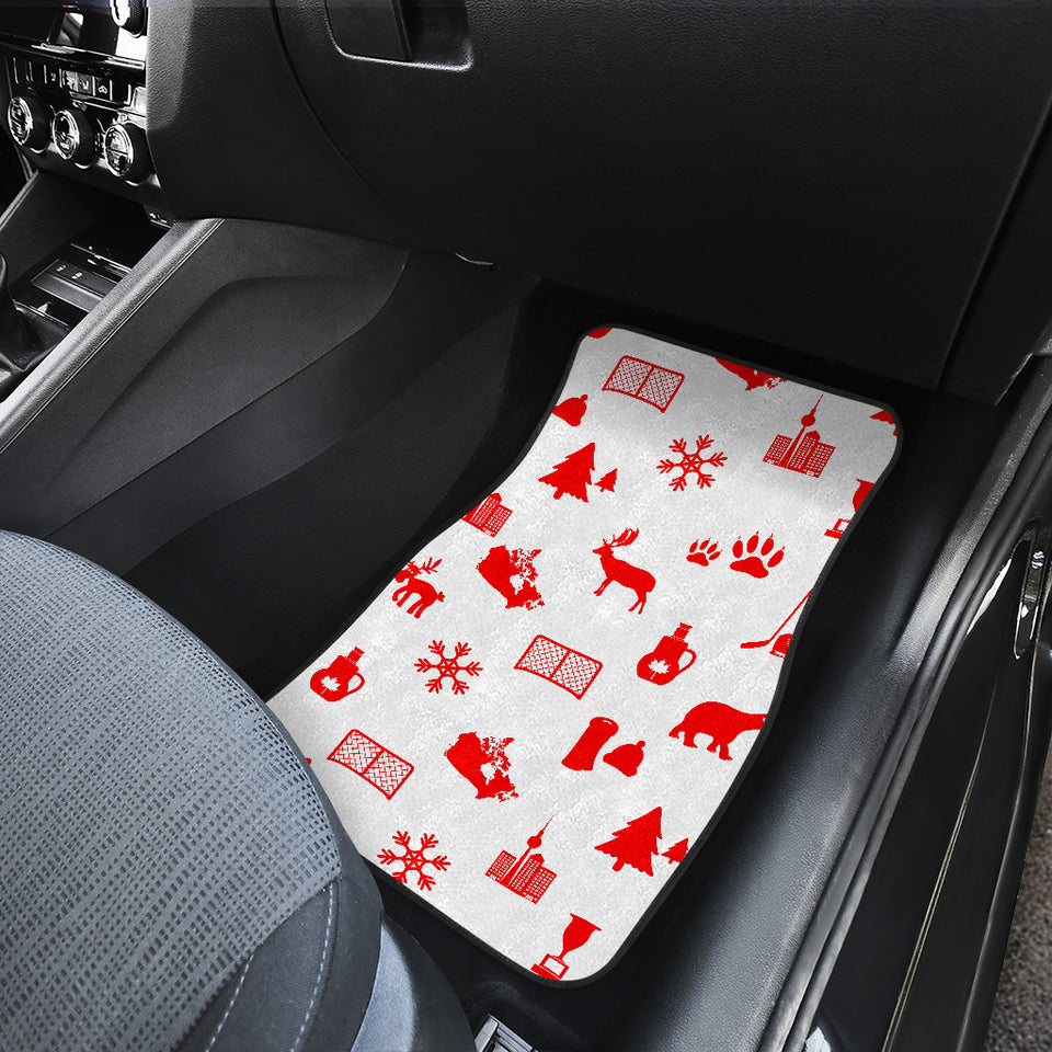 Canada Pattern Print Design 04 Front and Back Car Mats