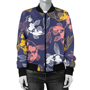 Koi Fish Carp Fish Pattern Women'S Bomber Jacket