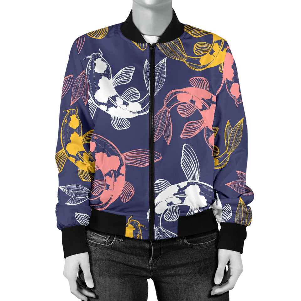 Koi Fish Carp Fish Pattern Women'S Bomber Jacket