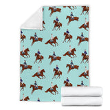 Horses Running Horses Rider Pattern Premium Blanket