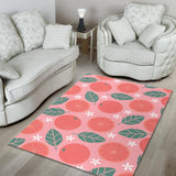 Grapefruit Leaves Flower Pink Background Area Rug