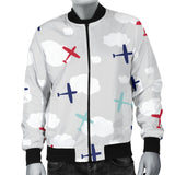 Airplane Cloud Grey Background Men'S Bomber Jacket