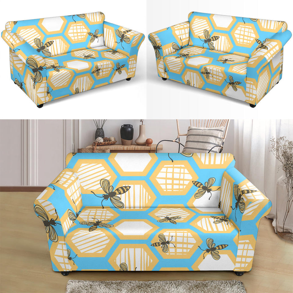 Bee Honeycomb Pattern Loveseat Couch Slipcover