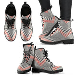 Zigzag Chevron Striped Pattern Leather Boots