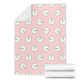 Clock Pattern Pink Blackground Premium Blanket
