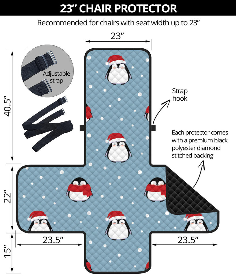 Cute penguin christmas snow pattern Chair Cover Protector