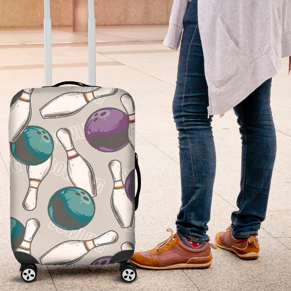 Bowling Ball And Pin Gray Background Luggage Covers