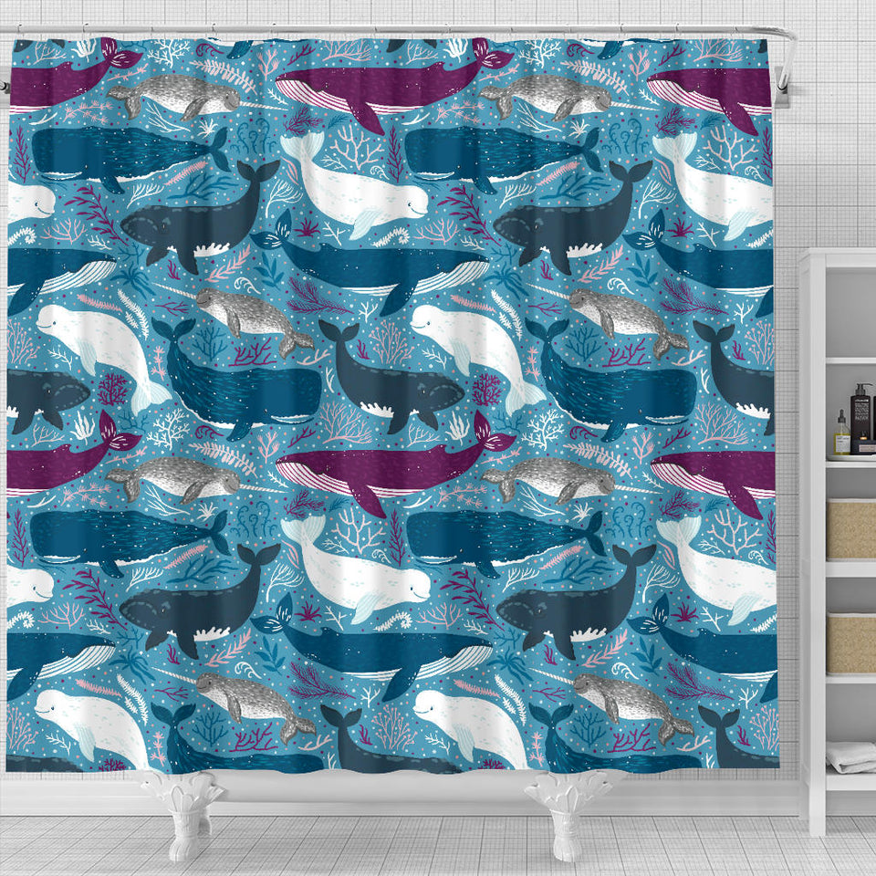 Whale Design Pattern Shower Curtain Fulfilled In US