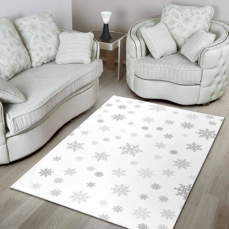 Snowflake Pattern White Background Area Rug