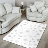 Snowflake Pattern White Background Area Rug