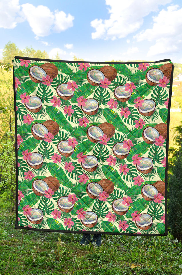 Coconut Pattern Print Design 01 Premium Quilt